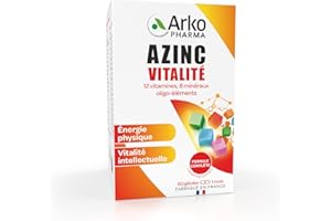 Arkopharma - Azinc Vitalité - Réduit la fatigue due au surmenage, soutient les performances intellectuelles, dès 15 ans - 60 gélules