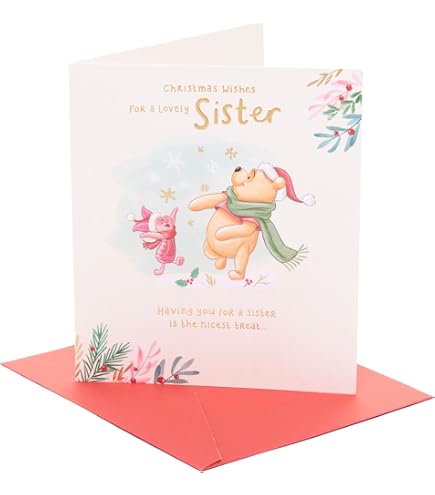 UK Greetings Weihnachtskarte 'Schwester & …' – Mit Aufklebern Zur Personalisierung, 15x23 Cm