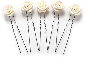 FLEXISTORE 5 rose con forcina - Gioielli per capelli - per capelli piatto - Set nera - Beige