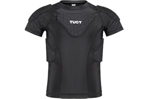 TUOY Youth Boys Padded Compression Shirt protective Top for Football Paintball Baseball Soccer Basketball