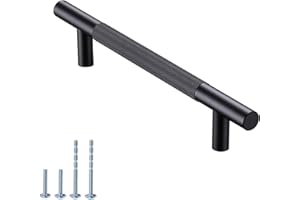 AITITAN 10 Pack Matte Black Cabinet Pulls - 96mm Hole Centers (150mm Length) Knurled Cabinet Pull and Black Cabinet Handles for Dresser Drawers, Cupboard and Wardrobe