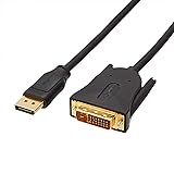 Amazon Basics Cavo da DisplayPort a DVI, con connettori placcati in oro, lunghezza 1.8 m, 6 Feet, Nero