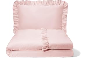 ‎BALBINA balbina Kinderbettwäsche Baumwolle 2-teilige Babybettwäsche, Bettwäsche-Set für Kinder, Bettwäsche mit Rüsche & Reißverschluss, Bettbezug 100 x 135 cm Kopfkissenbezug 60 x 40, Puderrosa Hell