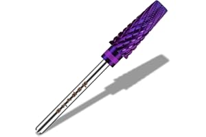 Depvko 5 in 1 Pro Nail Drill Bits, 3/32'' Carbide Tungsten Bits, Two Way Rotate Professional Advanced Safety Bits for Nail, Fast Remove for Manicure Pedicure Cuticle Gel Polishing, Salon Home (Purple)