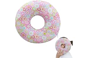 NAVESO Ear Piercing Pillow, 9 Inch donut pillow for Side Sleepers, Pillow with Hole for Ear, O-Shaped Pillow with Invisble Zipperc, Doughnut Pillow for Piercing Aftercare, CNH and Ear Piercing