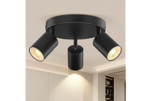 VIIIVA LED Deckenstrahler 3 Flammig Schwenkbar, Schwarz Deckenleuchte GU10 Deckenlampe Wandstrahler, Strahler Metall Küchenlampe Spotlight Lampe Deckenspots für Wohnzimmer Küche Flur (Ohne Leuchtmittel)