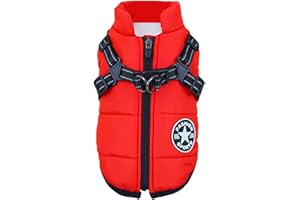 Eezita Winter Puppy Coat waterproof, reflective jacket to keep small pets warm and visible in snow rain,for Small, Medium Dogs (Red S)