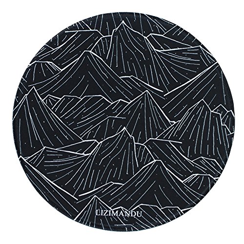 Gaming Mauspad(250 x 250 x 3 mm) ,Lizimandu Silent Designer Runde Round Mousemat /Standard Size mit Anti-Rutsch-Leder-Runde Double Sided Durchmesser 25 cm für alle gängigen Mouse-Typen(Schwarzer Berg/Black Mountain)