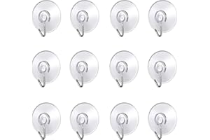 ALLBASA Crochet Mural avec Ventouse d'Aspiration,Petites Ventouses Plastiques avec Crochet Ronde pour Salle de Bains et Cuisine,Crochet Ventouses (12)