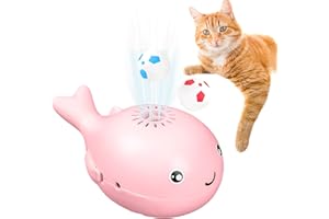 BafanglaiUK Whale Floating Ball Toy, 2-In-1 Floating Football Cat Toy, Electric Blowing Floating Ball with 2 Small Balls, USB Rechargeable for Cool Breeze, Cat Toys for Indoor Game(Pink)