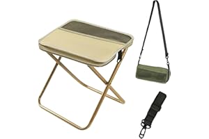 HDQQEU Campinghocker Faltbarer Rucksack Form Tragbarer Klapphocker Mini Klappstuhl Klein Falthocker Gartenhocker, Pocket Handbag Stool Ultraleicht & Stabil bis 120 kg für Angeln Picknick (Khaki, Hoch 31CM)