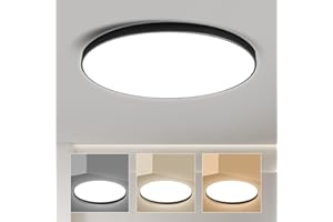 CANMEIJIA Lampa sufitowa LED 24W 3000K-6500K Lampa łazienkowa IP44 z funkcją pamięci do łazienki salonu pokoju dziecięcego przedpokoju 30cm, czarna