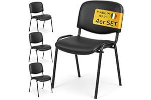 Topsit Lot de 4 Chaises Visiteur, chaises de conférence Structure en métal, rembourées et avec revêtement en Similicuir, Chaise empilable, pour la Maison, Le Bureau, la réception, Les Pauses.