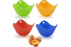 JOYRAY Egg Poacher | 4PCS Non-Stick Silicone Eggs Cooking Poached Cooker 4 Colors Assorted Colors Poached Egg Cups BPA Free Food Grade Egg Tray Work with Home Eggs Cooker Pans Cookers Steamers Microwaves