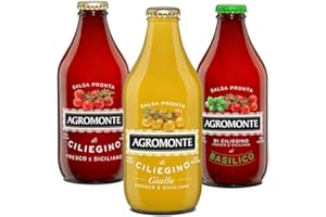 Tris Salsas Agromonte: Tomate Cherry, Cherry con Albahaca y Cherry Amarillo 330 gr x 3