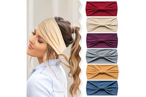 AIZIYIN Head Scarfs for Women Wide Headbands Boho Fashion Knotted Head Bands for Adult Women Yoga Sport Hairbands Hair Accessories (6Wchunse)