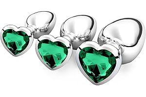 QULLMARTLE 3 Piezas De Metal Anal Butt Plug,De Lujo De En Forma De Corazón Joya,para Principiantes S+M+L Adultos Unisex Juguetes Sexuales,De Juguetes Sexuales Con Crystal Diamond Juguetes (Verde)