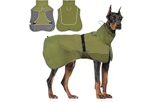 WUFANC Impermeable Abrigo Perro - Reflectante Chaqueta para Perros Cierre Ajustable, Adecuado para Todas Estaciones - Brinde Protección Cómoda Su Perro Durante Actividades Tanto Exterior (Large)