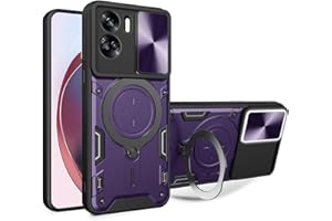 UPLAI Funda para Honor 90 Lite 5G, Ultra Delgado Antigolpes Armadura Carcasa con Deslizar Cámara Cover y Soporte Magnética, Premium PC+TPU Duradero Estuche Caso.Morado Oscuro