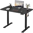 Furmax Electric Height Adjustable Standing Desk Large 40 x 24 Inches Sit Stand up Desk Home Office Computer Desk Memory Preset with T-Shaped Metal Bracket, Black