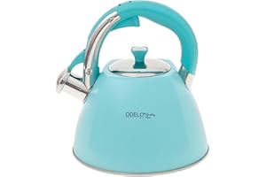 ODELO Eligio Bouilloire sifflante 2 l pour plaques à induction, gaz et électriques, turquoise