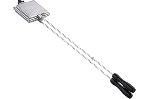 Relaxdays Appareil à Sandwich, Lot de 2, Camping, toasteur, réchaud à gaz, Manche: 57 cm de Long, gaufrier: 10x10 cm, argenté