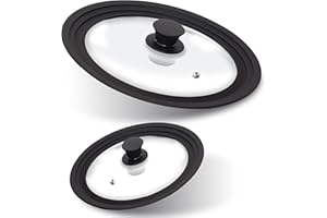 Anaeat Silicone Universal Lid for Pots, Pans and Skillets - Tempered Glass Covered with Heat Resistant Silicone Rim Fits All 16cm to 28cm Diameter Cookware -Easy to Use Replacement Frying Pan Cover