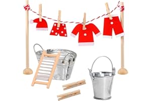 YEAHBOOM Wichtel Wäscheständer Set,16 Stück Miniatur Wäscheständer Set,Wichteltür Zubehör Weihnachten,Wichtel Zubehör Weihnachten,Miniatur Weihnachten Wichtelzubehör Wäscheständer