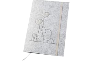 Luxdag Pochette pour carnet de santé, avec bande élastique, en feutre, couleur et broderie au choix, organiseur pour carnet d’examen et de vaccination d’enfant, cadeau pour futurs mamans et bébés