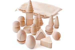 Ulanik fai da te 20 pz Un meraviglioso Sacchetto Figurine di legno Set non verniciato in bianco Figurine per la pittura, pirografia, Decoupage Artigianato Età 3+ Materiale didattico, aiuti visivi