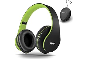 ZIHNIC Bluetooth Headphones Over-Ear, Foldable Wireless and Wired Stereo Headset Micro SD/TF, FM for Cell Phone,PC,Soft Earmuffs &Light Weight for Prolonged Wearing(Green)