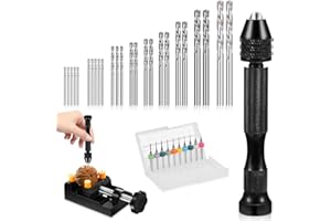 Udbrud 37 Teiliges Mini-Handbohrer-Set für Handwerk, 0,3–1,2 mm PCB-Mini-Bohrer und 0,5–3,0 Spiralbohrer mit Präzisions-Handstift-Schraubstock Micro Twist Bohrerspitzen für Bohrwerkzeuge Modellbau DIY
