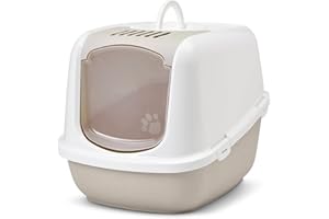 PETGARD Bandeja higiénica XXL para gatos Nestor Jumbo, color blanco y beige, especial para razas grandes de gatos