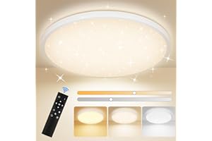 TOPPLEE LED Deckenleuchte Dimmbar 3000K-6500K mit Fernbedienung, Deckenlampe Rund Sternenhimmel Lampe für Küche,Kinderzimmer, Schlafzimmer,Wohnzimmer-30CM