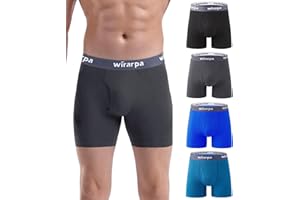 wirarpa Bokserki męskie, bawełniane majtki ze stretchem, bielizna z otwartym rozporkiem, bez metki, regularne nogawki, 4-pak