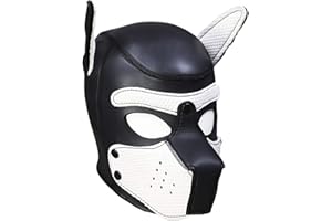 YiQin RWSX Hundemaske, Weiche Latex Petplay Hundemaske mit Ohren Welpenmaske Hunde Masken, Abnehmbarer Mund, Geeignet für Halloween, Urlaubsparty