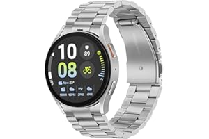 Tasikar No Gap Straps Compatible with Samsung Galaxy Watch Band 7/6/5/4/FE 44mm 40mm/6 Classic Band 47mm 43mm/5 Pro 45mm/4 Classic 46mm 42mm, 20mm Metal Strap for Men Women, Silver