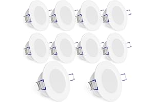 ‎LINOVUM linovum® WEEVO IP44 LED Einbauleuchten 10er Set extra flach - Downlight in warmweiß 2700K 5W für Bad, Küche, Möbel oder außen
