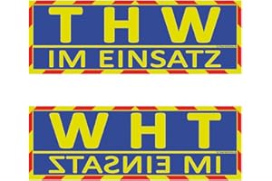 Feuerwehrstore THW im Einsatz Wendeschild WSB2 für die Sonnenblende in Normal- & Spiegelschrift Technisches Hilfswerk