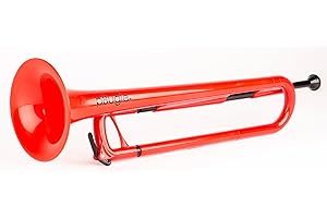 PINSTRUMENTS pBugle Plastic Bugle Beginner Starter Kids Bb Cavalry Trumpet with 7C Plastic Mouthpiece - Red