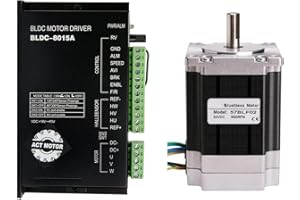ACT MOTOR GmbH Nema23 1PC BLDC-Motor 57BLF02 80mm 24VDC 3000RPM 7.8A 125W Ø8mm D-Shaft +1PC BLDC-8105A-5 Brushless DC-Driver CNC