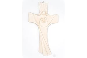 Holy Family Crocifisso Croce resina e polvere di marmo Gesù Sacra Famiglia da parete 42 cm/In chiave moderna | Unico nel suo genere | Prodotto Artigianale Made in Italy