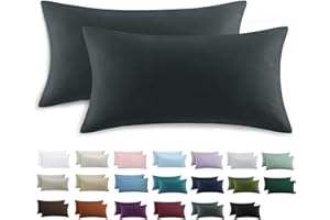 ‎TIFSCHLAF Tifschlaf Kissenbezug 40 x 80 2er Set - Kopfkissenbezug 40x80 Anthrazit mit Reißverschluss aus Mikrofaser Weich, 40x80cm Grau Pillow Case