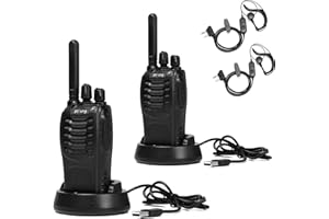 Walkie Talkie Profesional Pofung PT88E,PMR446 Licencia Libre Radiocomunicación 16 Canales Walkies 1500mAh Radio Largo Alcance,con VOX Flashlight para Hotel Restaurante y Negocios (Negro, 2 Piezas)