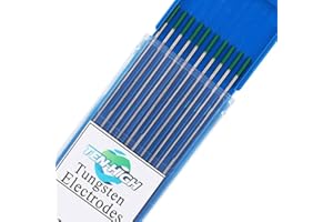 TEN-HIGH TIG Tungsten Electrodes, WP(Green) Pure Tungsten Electrodes, 1.6mm x175mm 10pcs Pack.