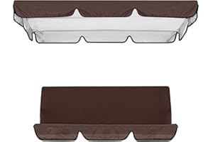 Rpporm Kissen für 3 Sitzer Hollywoodschaukel, inklusive passendem Dach, ideal für den Außenbereich Gartenschaukelsitzbezug Patio Schaukelstuhl Baldachin Deckbezug Wasserdicht Gartendeko