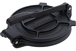 Victoria Presse à Tortilla pour Tortillas Mexicaines en Fonte Pré-assaisonnée, 20cm Pataconera Colombienne Professionnelle pour Tacos, Arepas, Quesadillas, Empanadas, Patacones, Roti Maker