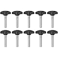 sourcing map 10pcs Tee Wing Knobs Thumb Screws M8 x 40mm Standard Male Thread Plastic T Knobs Handles Hand Clamping Knobs Grip Thumbscrew, Black