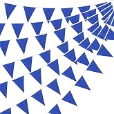 20m 52pcs Blue Fabric Triangle Bunting Banner for Indoor Outdoor Birthday Baby Shower Wedding Garden Home Party Decoration