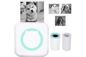 icyant Mini stampante tascabile Stampante tascabile senza inchiostro senza fili Carta termica/Carta termica autoadesiva Stampante portatile per appunti per foto per smartphone IOS/Android